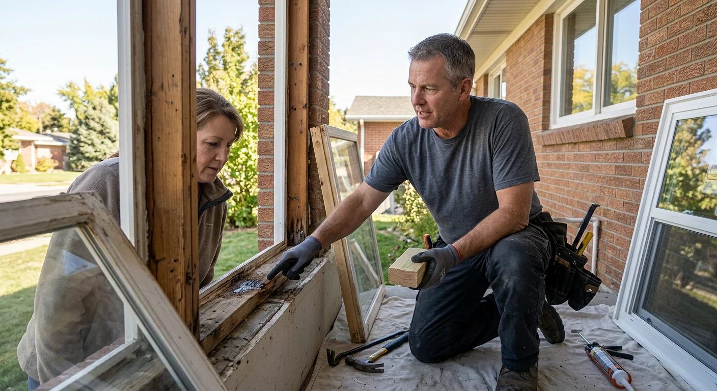 Technician installing a new sliding glass patio door in a Midvale home