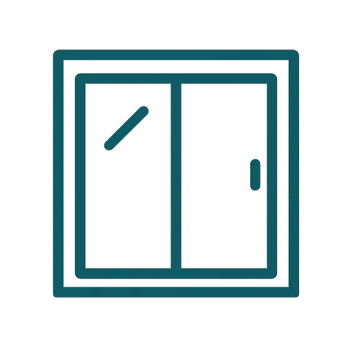 Line icon of a sliding glass patio door with track