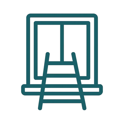 Line icon of a basement egress window with well