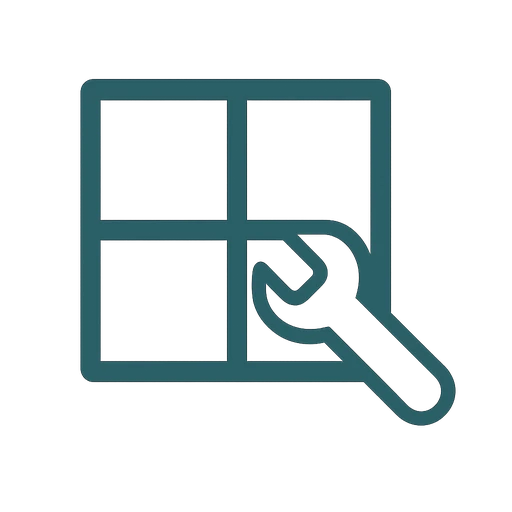 Line icon of a window with a wrench beside it